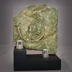 The Antikythera mechanism with wooden stand